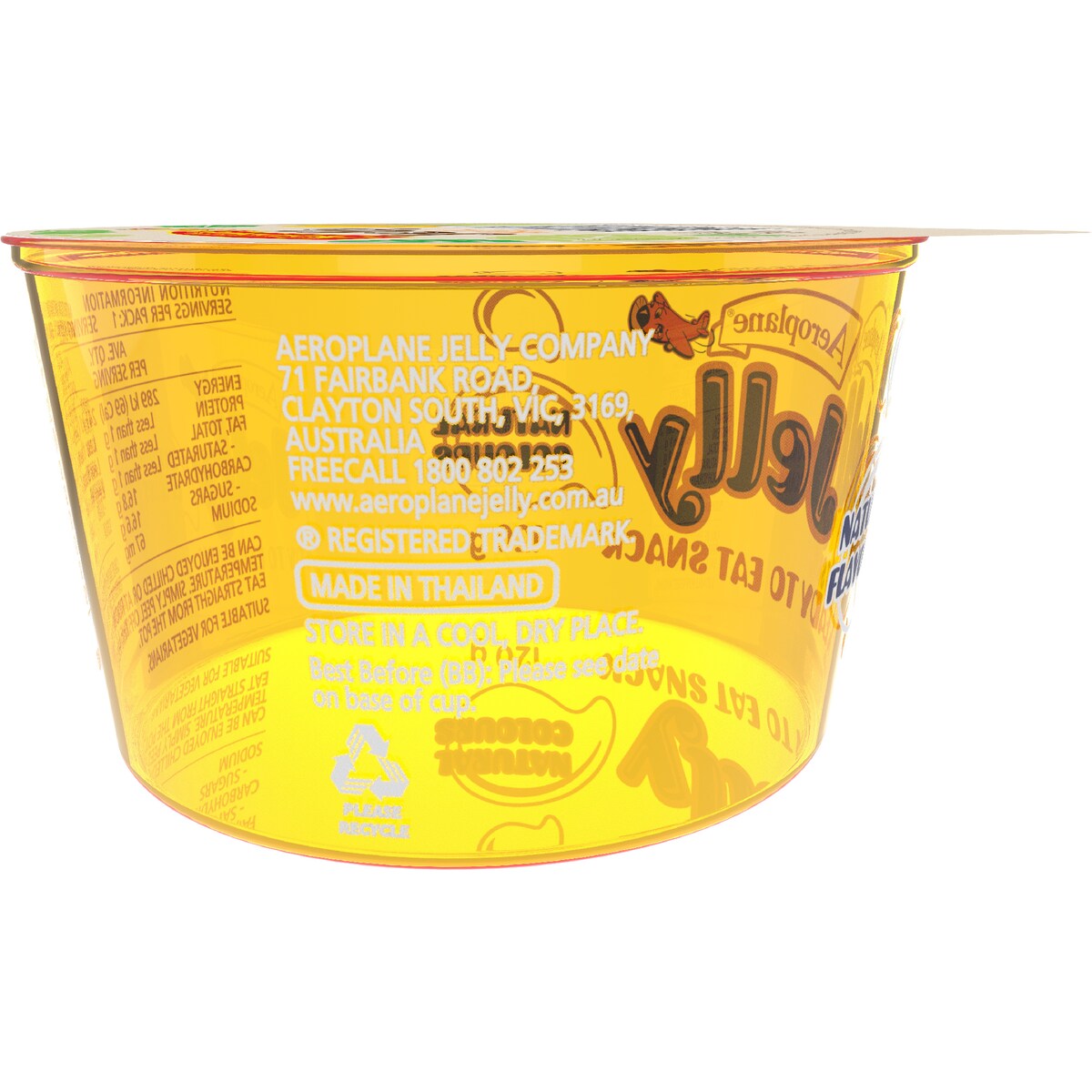 Aeroplane Ready To Eat Jelly Cup Snack Pineapple Flavour 120g