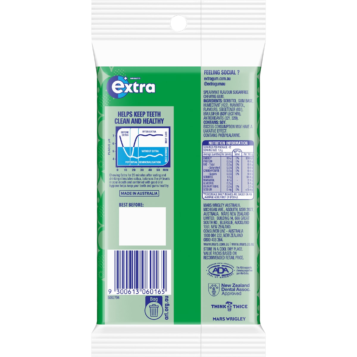 Extra Spearmint Sugar Free Chewing Gum 81g