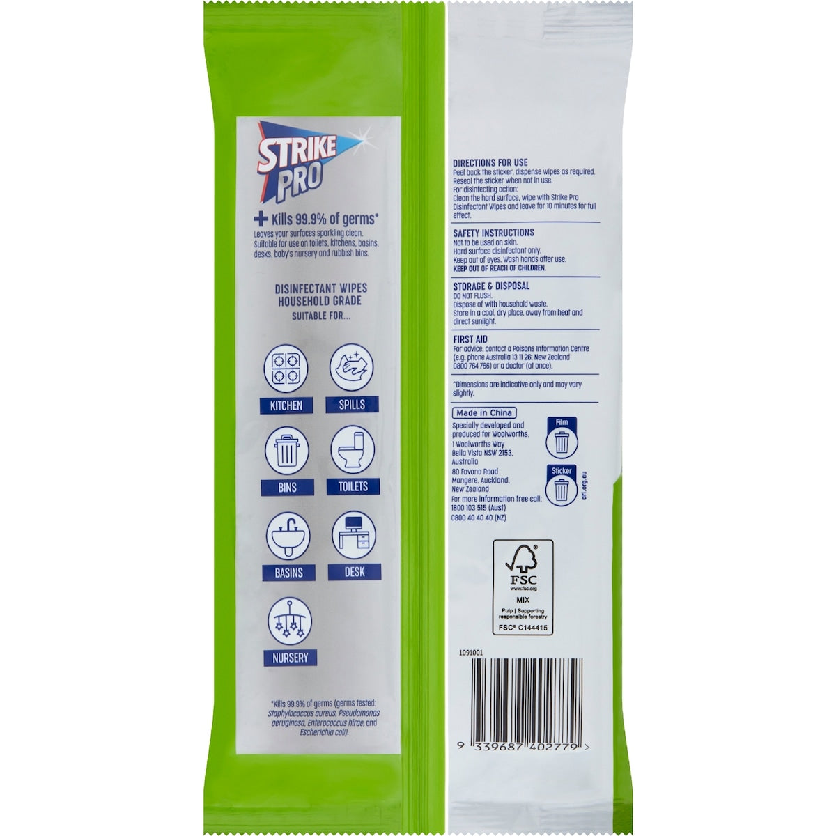 Strike Pro Disinfectant Wipes Apple 100 Pack