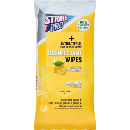 Strike Pro Disinfectant Wipes Lemon 100 Pack