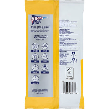 Strike Pro Disinfectant Wipes Lemon 100 Pack