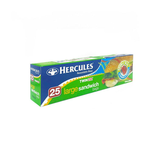 Hercules Twinzip Sandwich Bags Large 22cm x 22cm - 25 pack