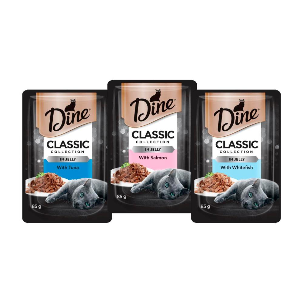 Dine assic Collections Pouch Cat Food Fish Selection In Jelly 24x85g - 24 pack
