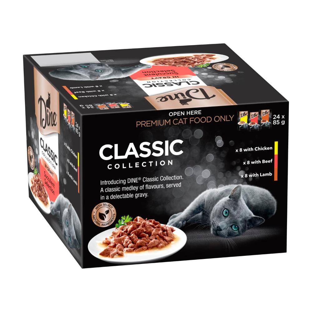 Dine assic Collection Adult Wet Cat Food Succulent Selection In Gravy 24x85g Pouches - 24 Pack