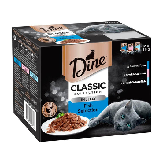 Dine assic Collection Adult Wet Cat Food Fish Selection In Jelly 12x85g Pouches - 12 pack