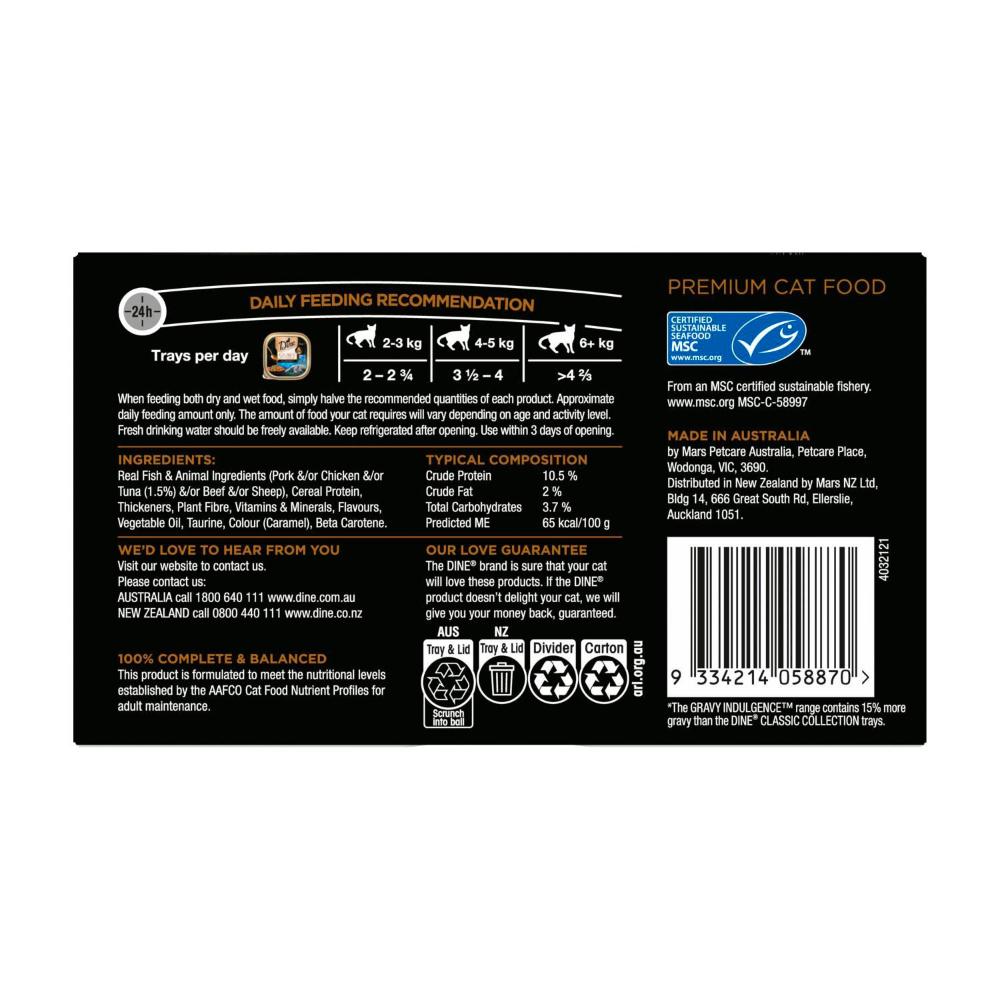 Dine Gravy Indulgence Wet Cat Food Tuna 7x85g Trays - 7 pack