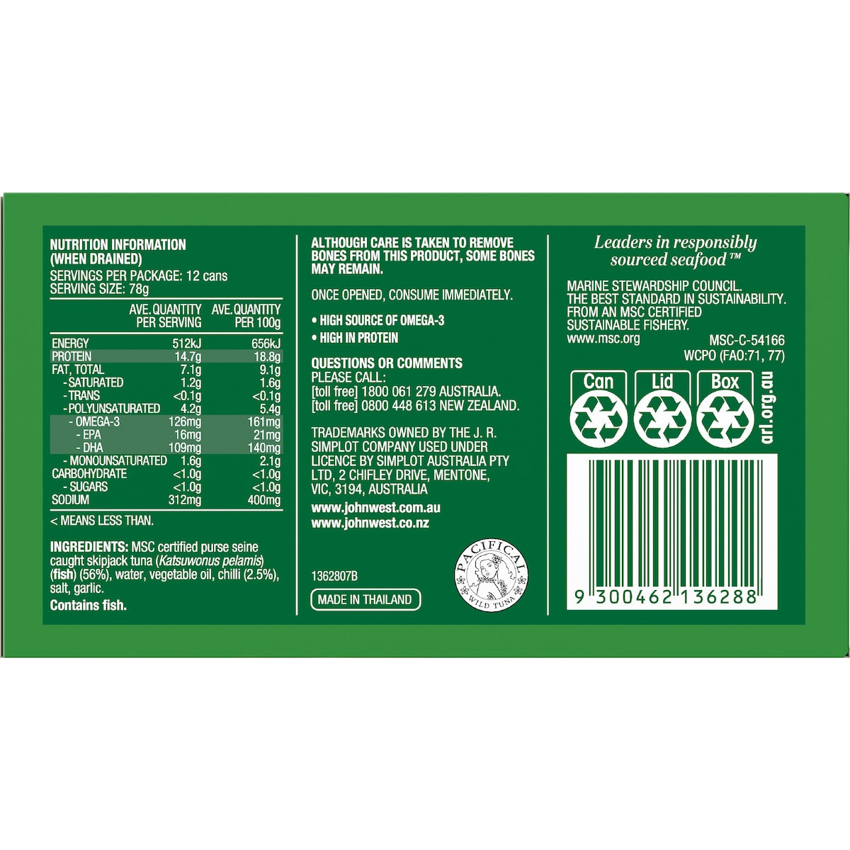 John West Tuna With Chilli Value 95g X 12 Pack