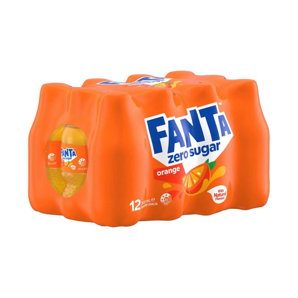 Fanta Orange Zero Sugar Soft Drink 12x300ml - 12 Pack