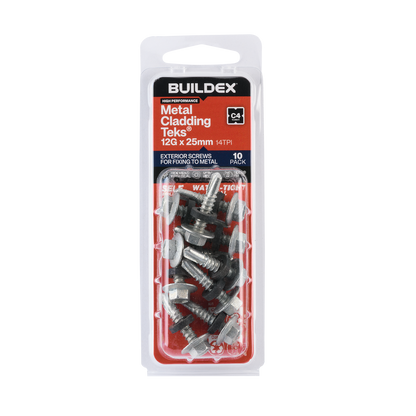 Buildex Cladding Fencing Teks Screws - 12g x 25mm - 10 Pack