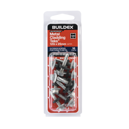 Buildex Cladding Fencing Teks Screws - 12g x 25mm - 10 Pack