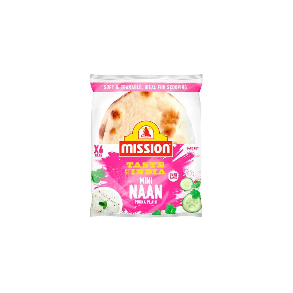 Mission Mini Plain Naan 6 Pack - 240g