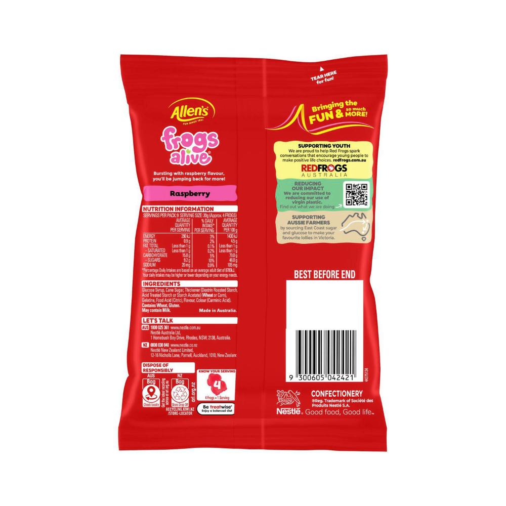 Allen's Lollies Red Frogs Alive Bag - 190g