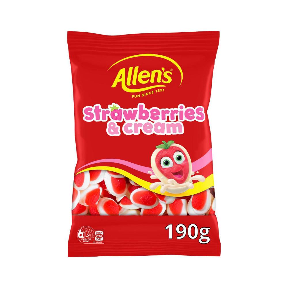 Allen's Lollies Strawberries And Cream Lolly Bag - 190g