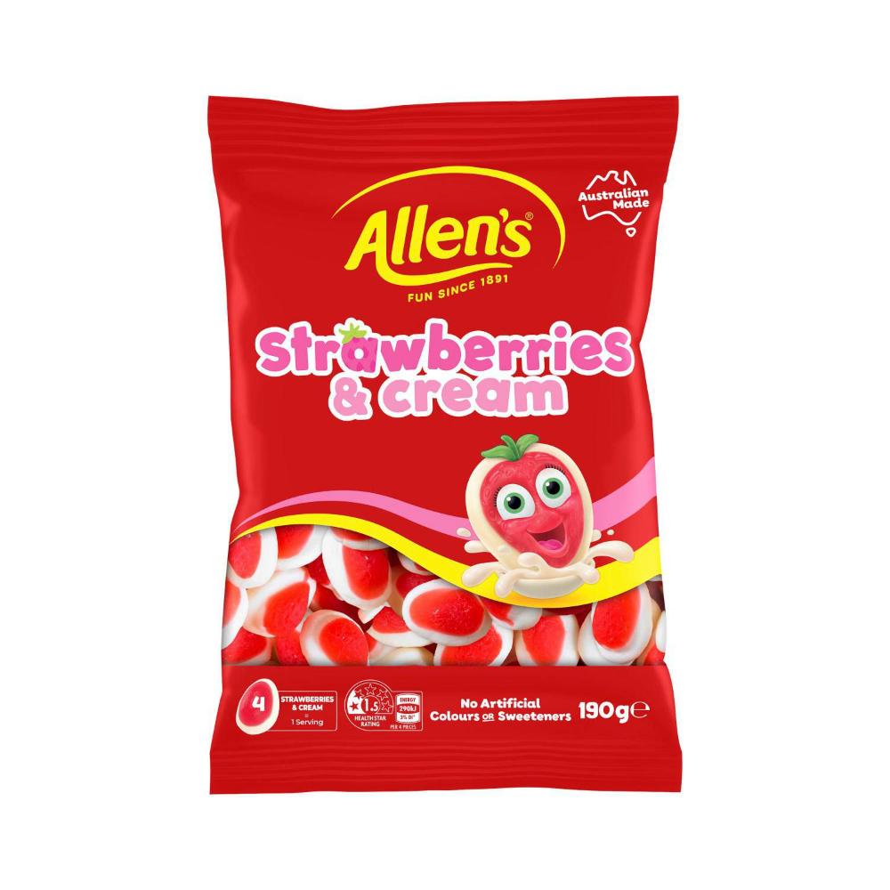 Allen's Lollies Strawberries And Cream Lolly Bag - 190g