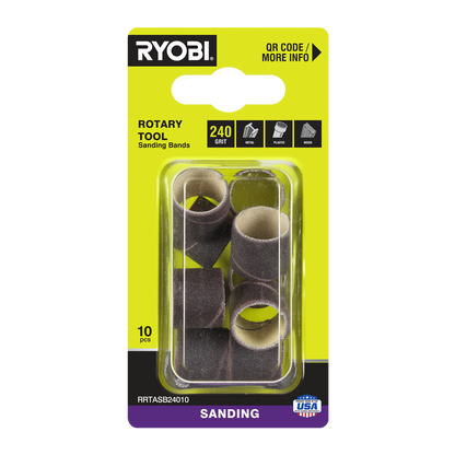 Ryobi Grit Sanding Band - 240 Grit - 38mm - 10 Pack