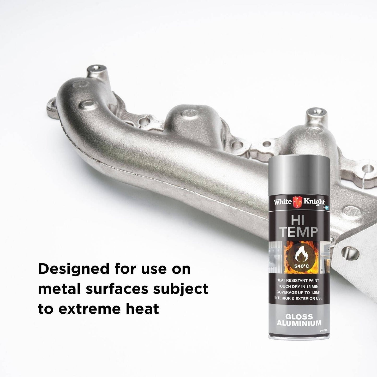 White Knight Hi Temp Spray Paint - 300g - Aluminium