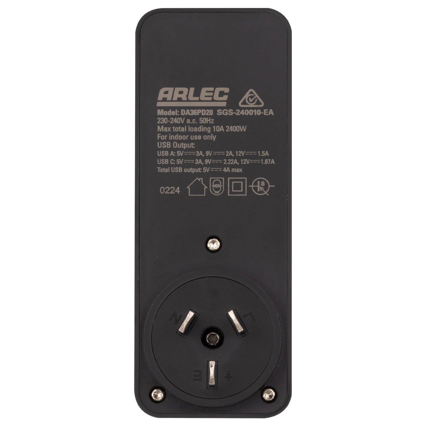 Arlec Power Adaptor PD20W USB - Black