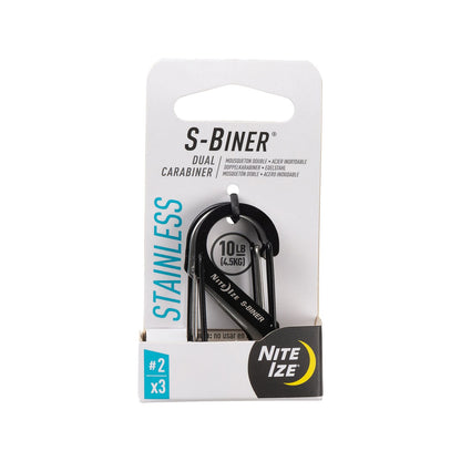 Nite Ize S Biner Dual Carabiner - 49 x 22 x 8mm - 3 Pack - Black