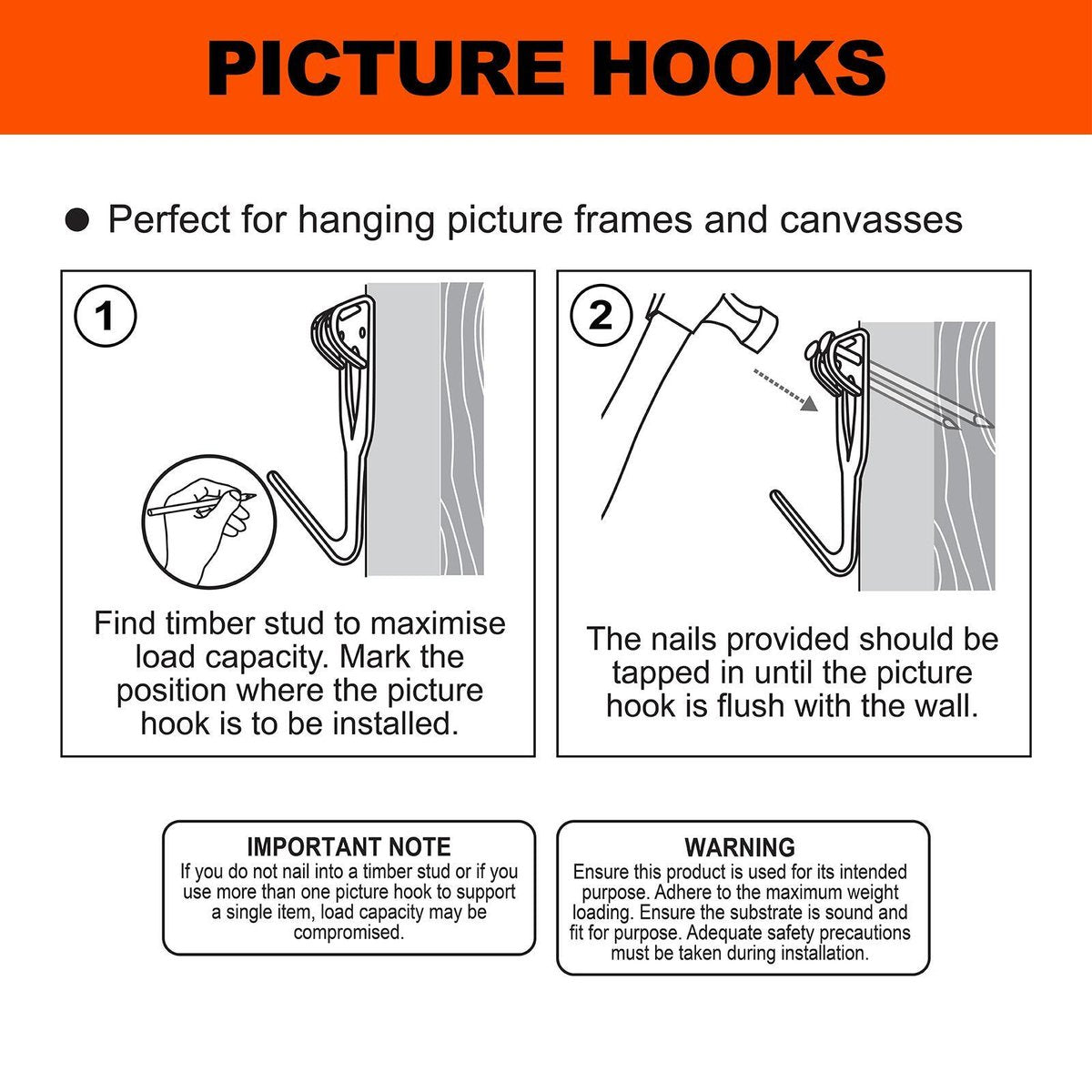 Everhang 10kg Brass Plated Picture Hanging Hook 15 Pack Durable Use