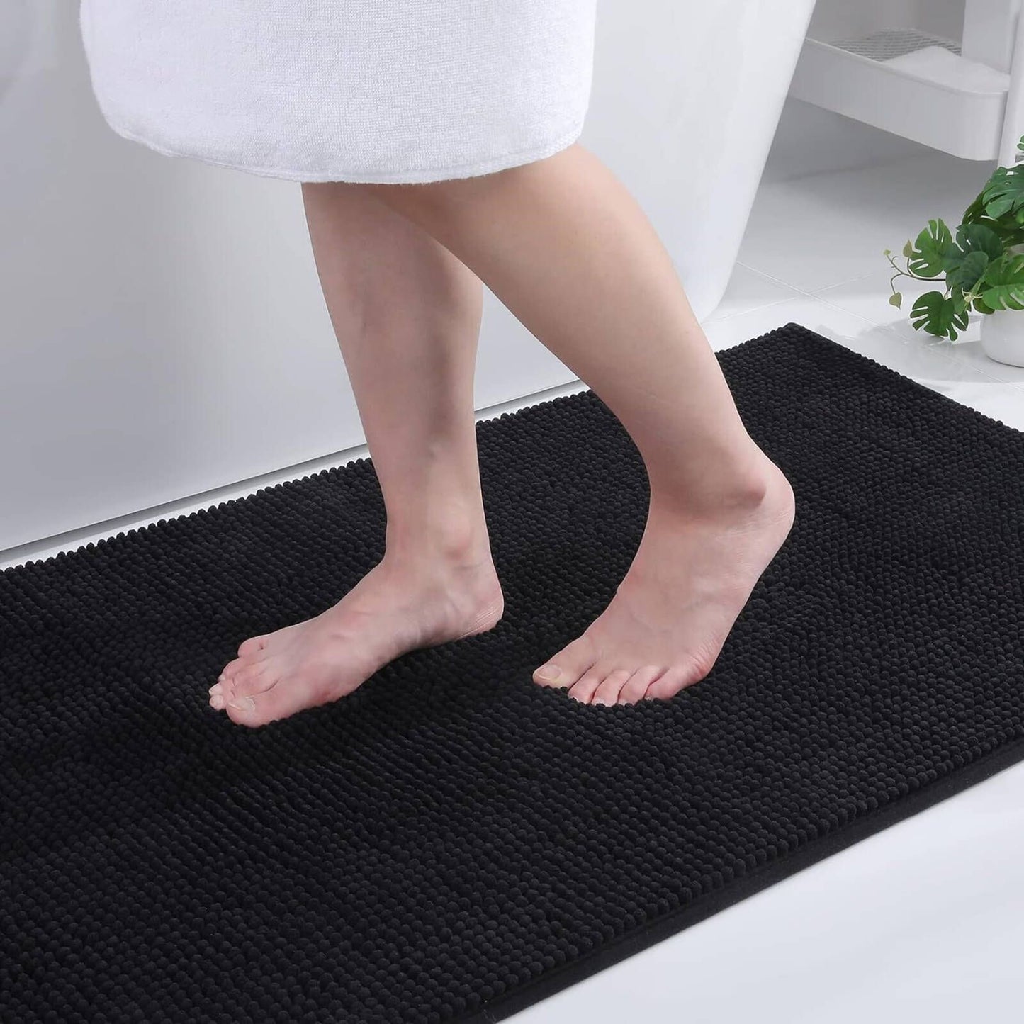 Barelli Chenille Bath Mat - 120 x 60cm - Black