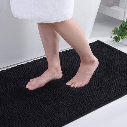 Barelli Chenille Bath Mat - 120 x 60cm - Black