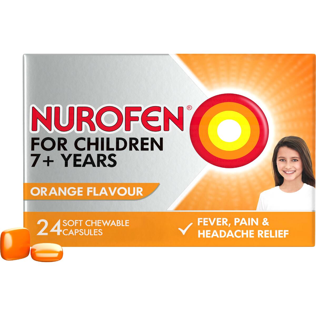 Nurofen For Children 7+ Yrs Chewable Ibuprofen Orange 24 Pack