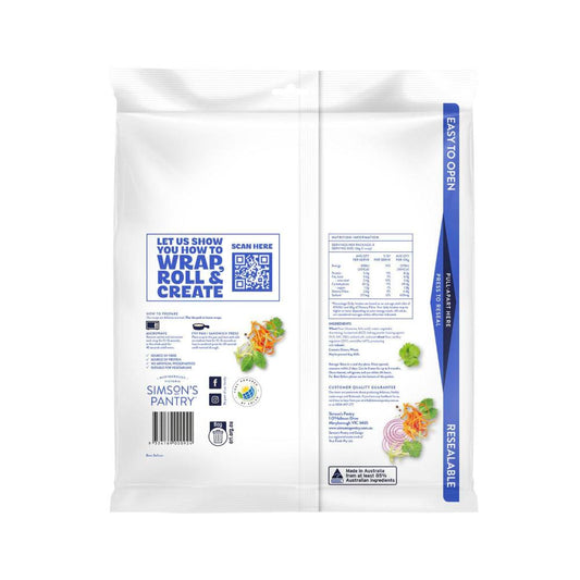 Simson's Pantry Preservative Free Premium White Large Wraps 8 Pack - 528g