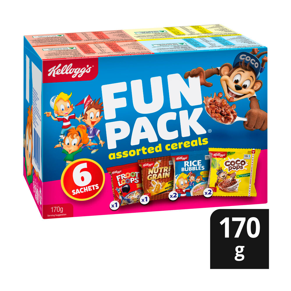 Kellogg's Fun Pack Assorted Breakfast Cereals 6 Sachets - 170g