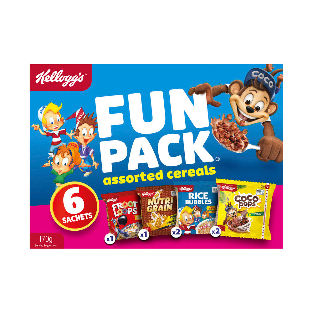 Kellogg's Fun Pack Assorted Breakfast Cereals 6 Sachets - 170g