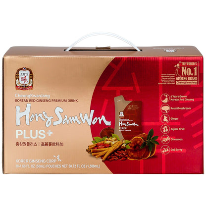 Hong Sam Won Korean Red Ginseng Tea Pouches Model 902000774 Mild 30 x 50mL