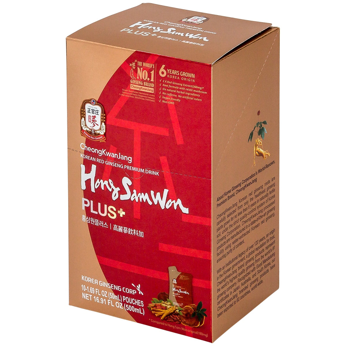 Hong Sam Won Korean Red Ginseng Tea Pouches Model 902000774 Mild 30 x 50mL