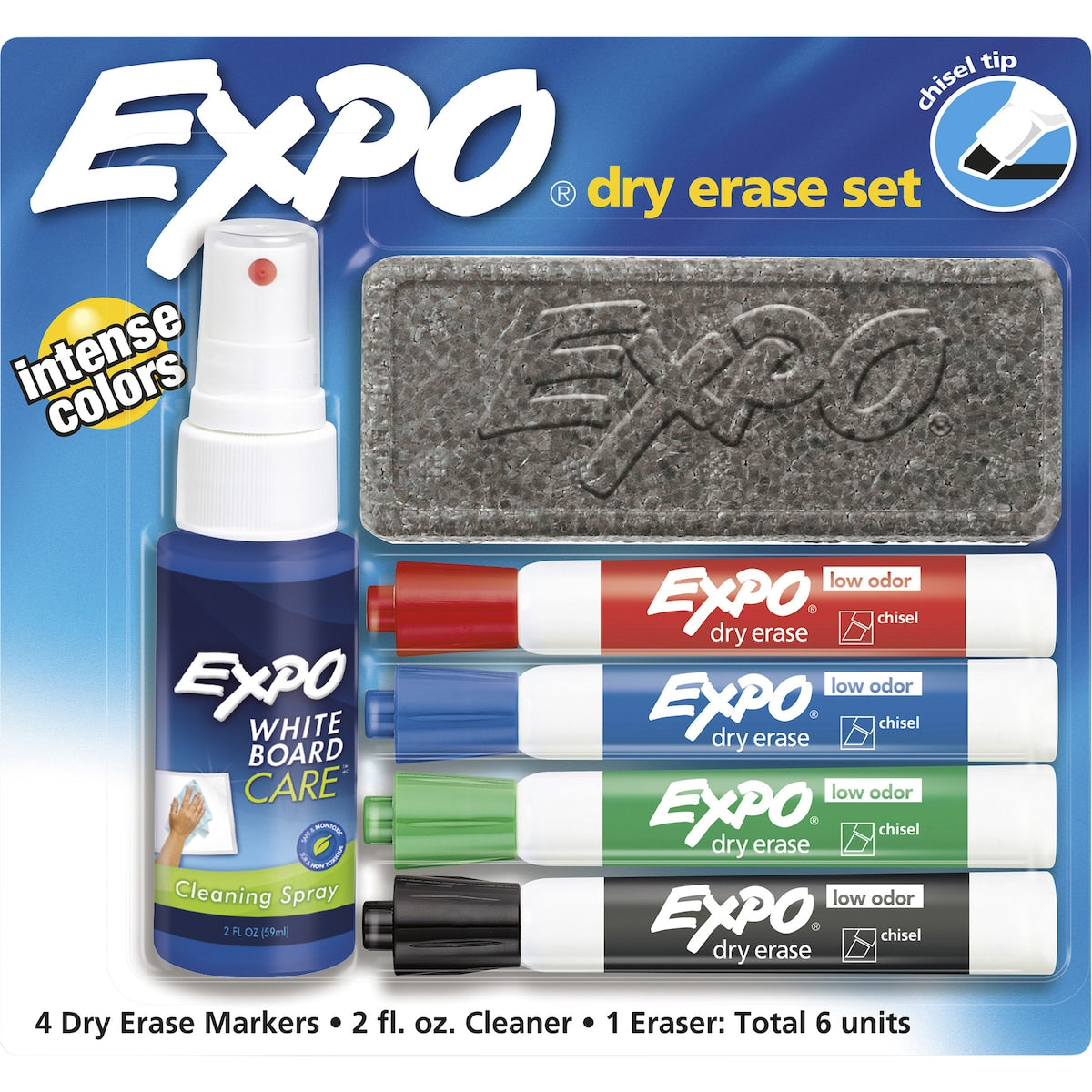 Expo Whiteboard Marker Pens Chisel Tip, Starter Set 6 Pack