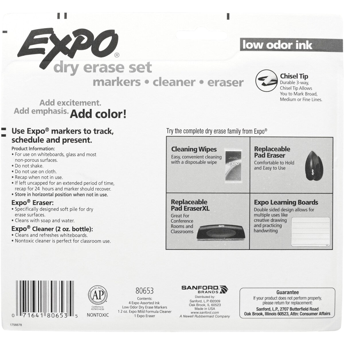 Expo Whiteboard Marker Pens Chisel Tip, Starter Set 6 Pack
