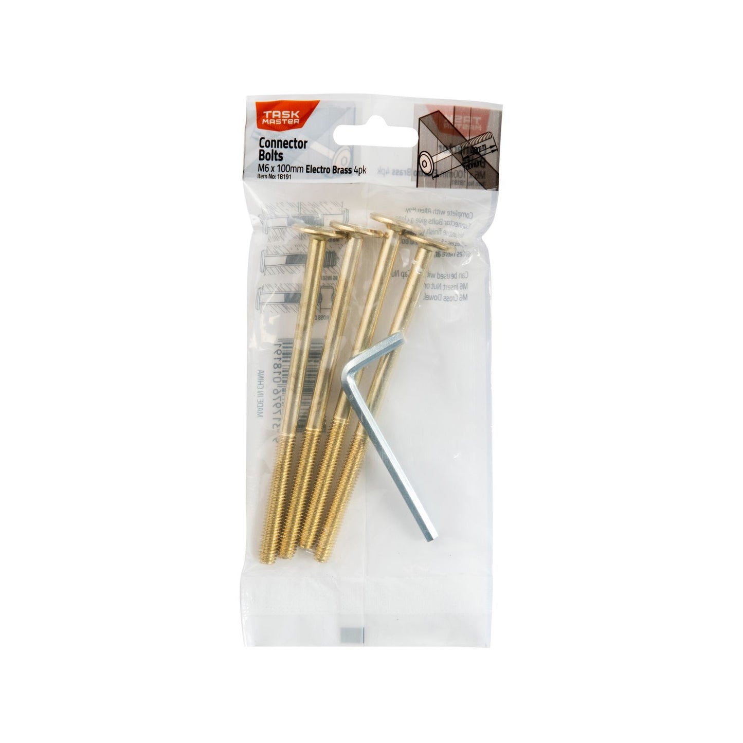 Taskmaster Connector Bolts - M6 x 100mm - 4 Pack