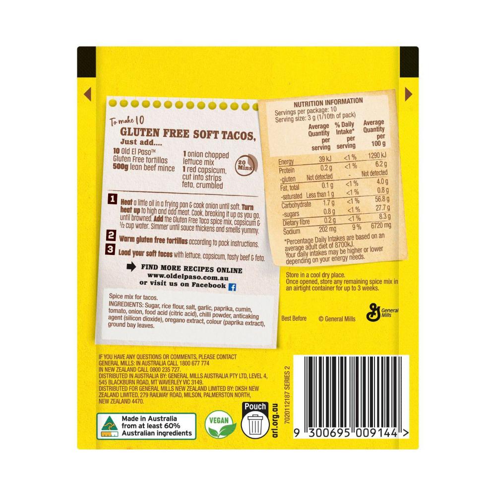 Old El Paso Gluten Free Taco Spice Mix - 30g