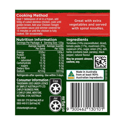 Chicken Tonight Chicken Cacciatore Sauce - 500g