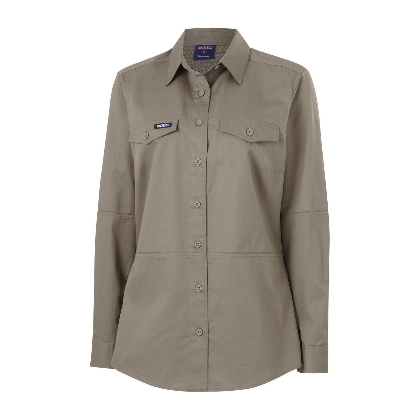 Citeco Womens Long Sleeve Shirt - Size 16 - Khaki