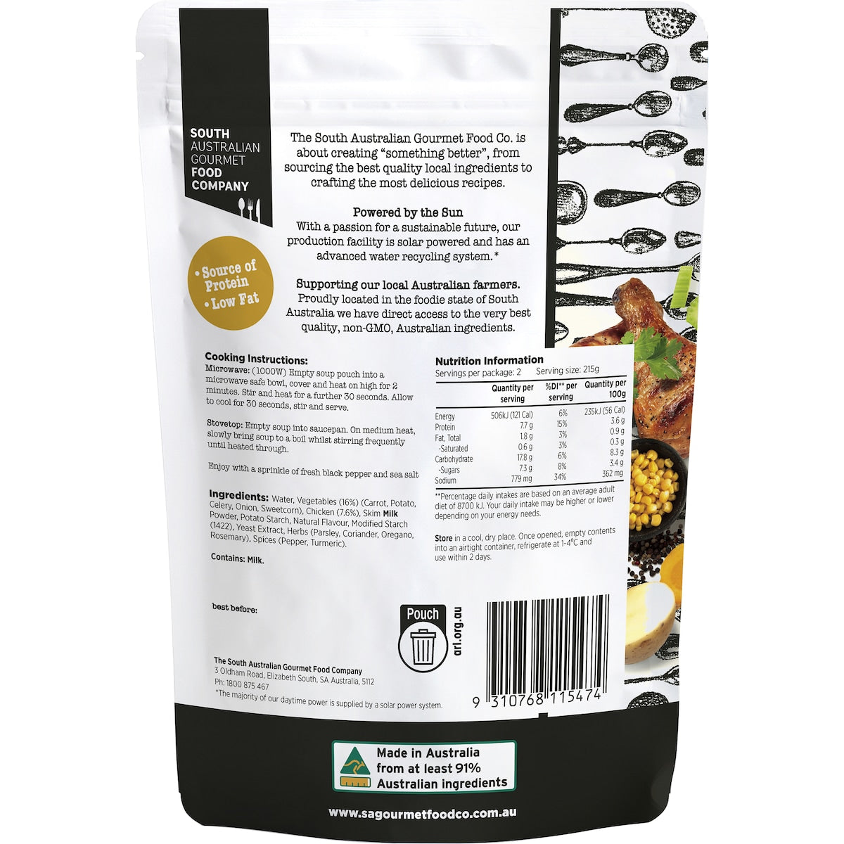 South Australian Gourmet Food Company Chunky Chicken & Vegetable Soup Pouch 430g