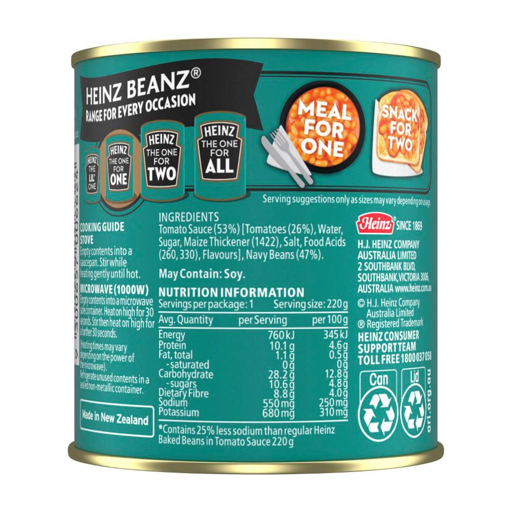 Heinz Baked Beans Regular Salt Reduced Beans - 220g