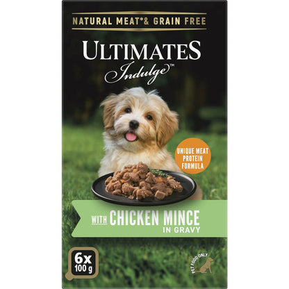 Ultimates Indulge Wet Dog Food Chicken Mince In Gravy 100g X 6 Pack