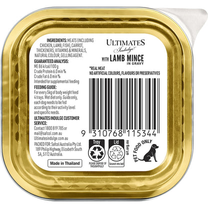 Ultimates Indulge Wet Dog Food Lamb Mince In Gravy 100g