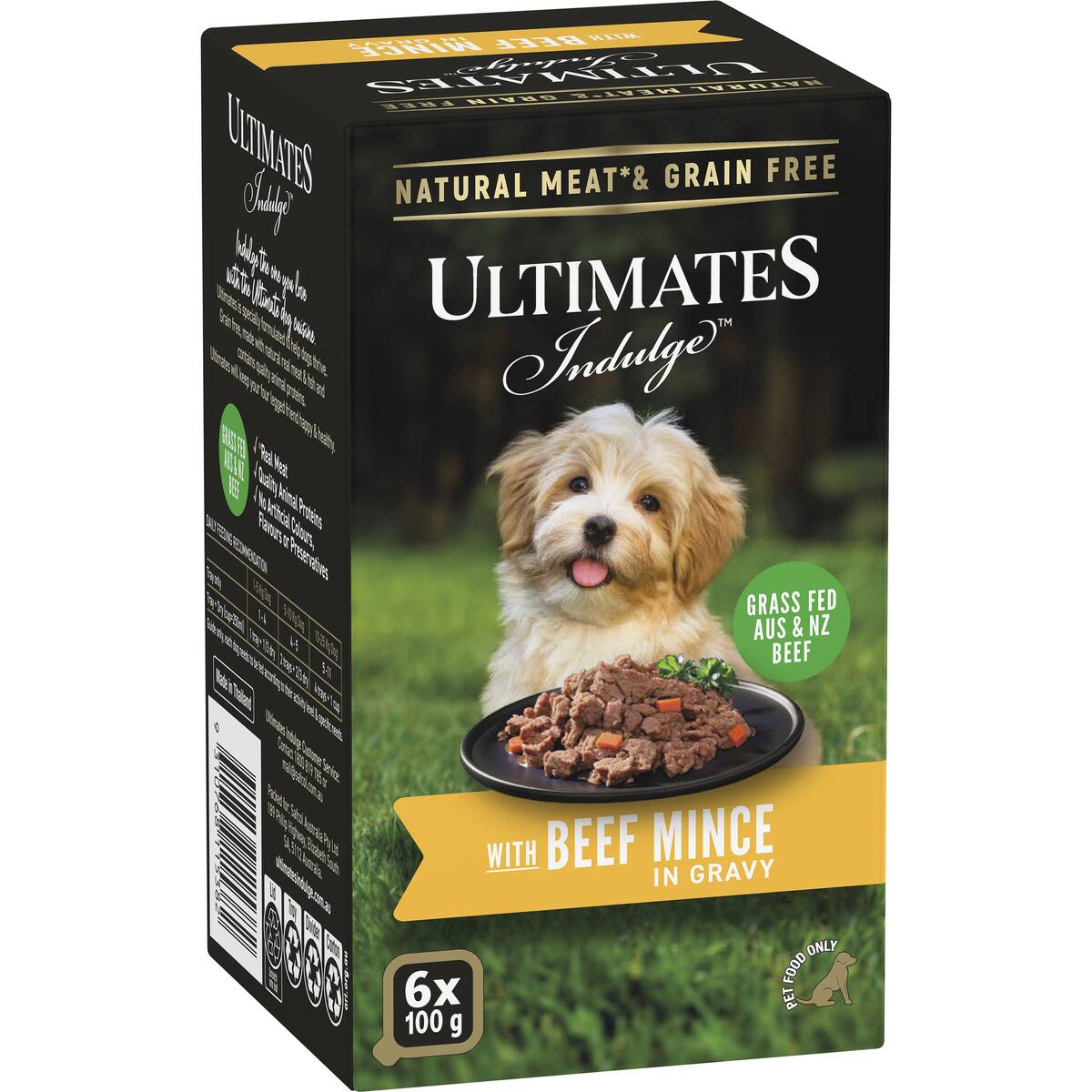 Ultimates Indulge Wet Dog Food Beef Mince In Gravy 100g X 6 Pack