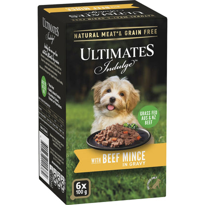 Ultimates Indulge Wet Dog Food Beef Mince In Gravy 100g X 6 Pack
