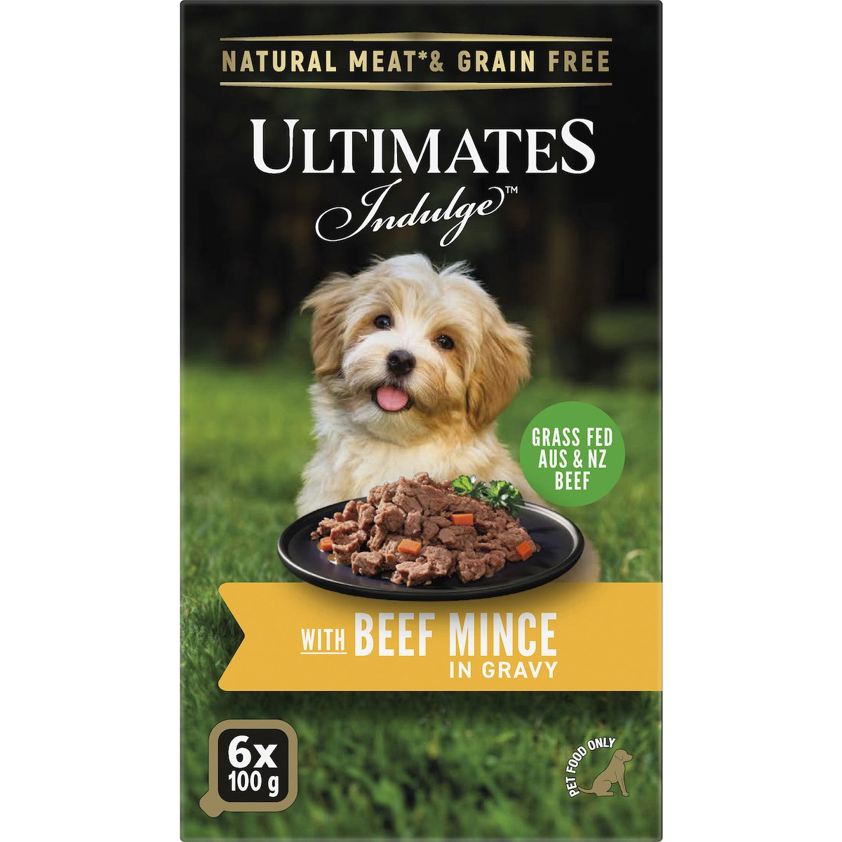 Ultimates Indulge Wet Dog Food Beef Mince In Gravy 100g X 6 Pack