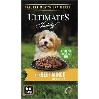 Ultimates Indulge Wet Dog Food Beef Mince In Gravy 100g X 6 Pack