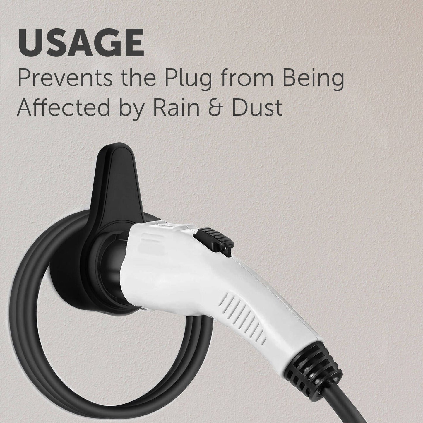Arlec EV Wall Mount Type 2 Connector Cable Holder - Black