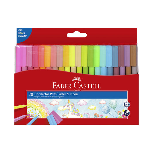 Faber-Castell Connector Pens Pastel & Neon - 20 pack
