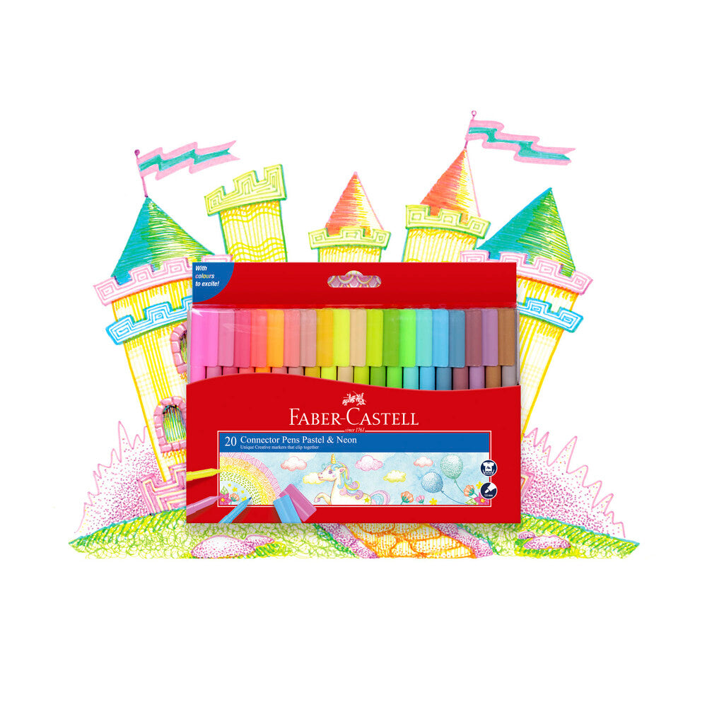 Faber-Castell Connector Pens Pastel & Neon - 20 pack