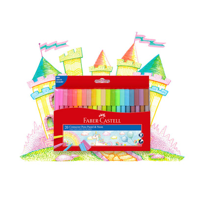 Faber-Castell Connector Pens Pastel & Neon - 20 pack