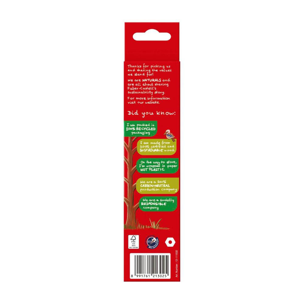 Faber Castell Naturals Graphite Pencils HB - 6 Pack